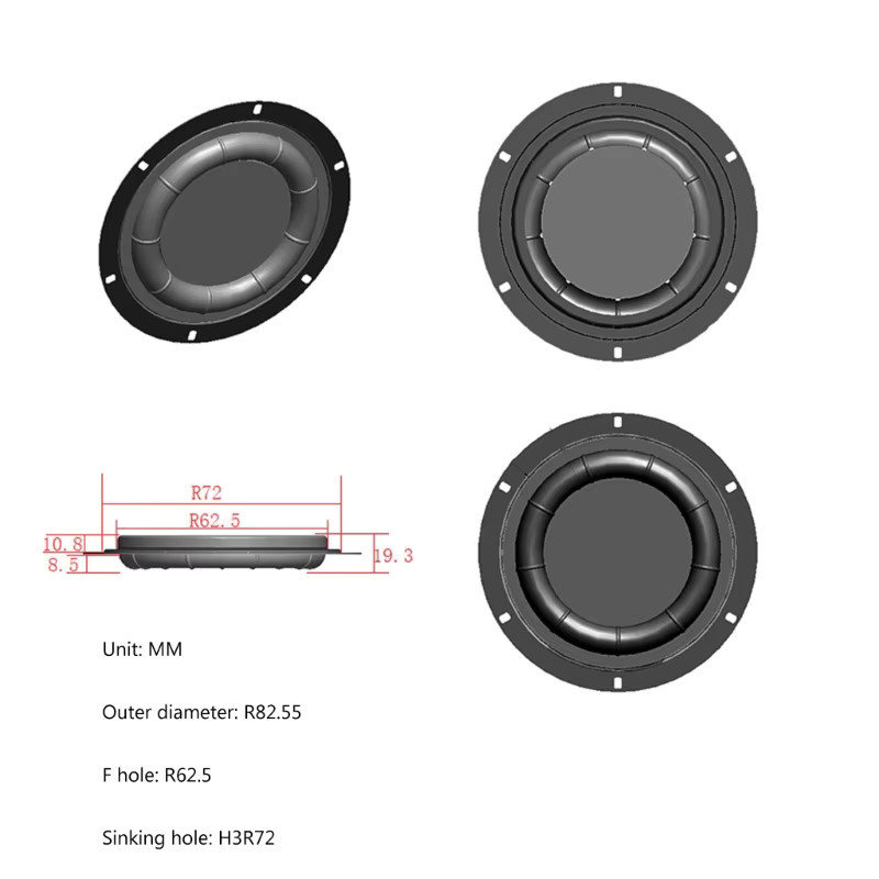 DXAB Silikonmembran-Woofer-Membranen Passive Bassmembran für 6,5 Zoll oder 8 Zoll - Bild 3