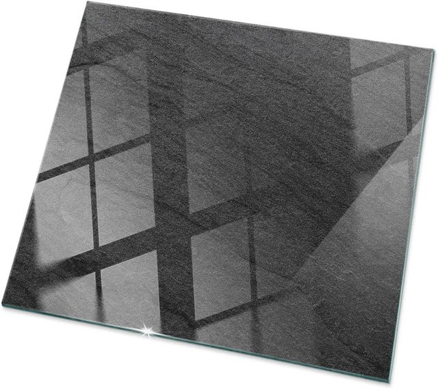 Tulup Tischplatte aus Glas mit Natursteinstruktur in Schwarz, quadratisch, B/T: 60 x 60 cm - Bild 1