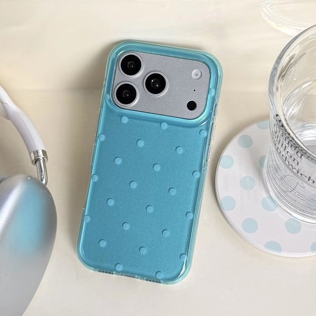 Apple iPhone Hülle mit sommerlichem Wellenpunkt-Muster in Seeblau und Glanzschutz für iPhone 17 16 15 14 Pro Max - Bild 1