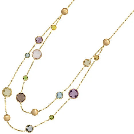 Colfem Halskette 585 Gelbgold, bunte Edelsteine, 45 cm, Unisex - Bild 1