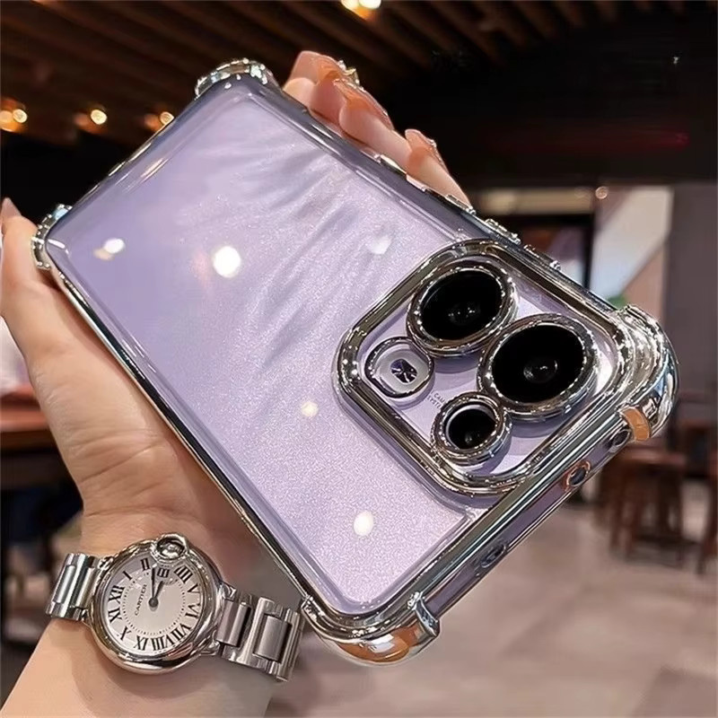Luxus TPU Handyhülle mit Airbag-Schutz und Kameraabdeckung für OPPO Reno 15 Pro Max, 14F Pro A6, A5/X A3/X 4/5G in Silber - Bild 3