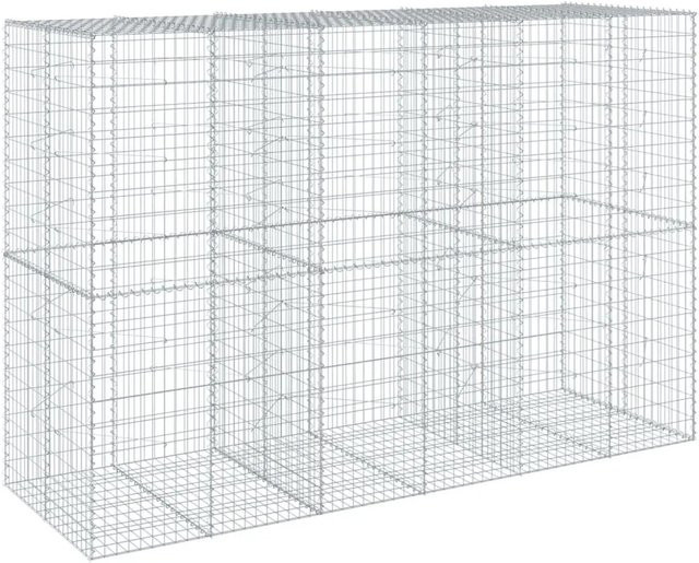 vidaXL Gabione mit Deckel aus verzinktem Eisen in Silber, B/T/H: 300 x 100 x 200 cm - Bild 1