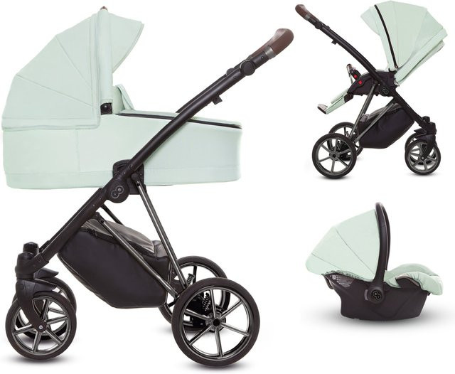TPFLiving 3in1 Kinderwagen Ultra Stoff in Mint mit silbernem Gestell - Bild 1