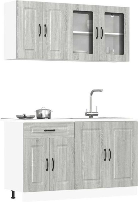 4-tlg. Küchenschrank-Set Kalmar in Grau Sonoma Holzoptik im skandinavischen Design von Vidaxl - Bild 1