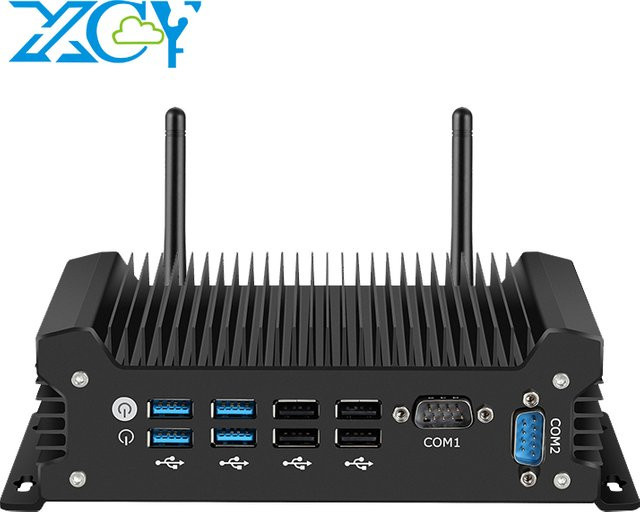 XCY-X58 Lüfterloser Mini-PC IPC mit Intel I5-1335U oder I7-10710U, 2x DB9 RS232, 2x Ethernet, 8x USB, WLAN und 4G Modem, Schwarz - Bild 1