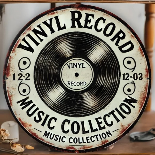 Potdemiel Vintage-Schallplatten-Metallschild in Multicolour als Retro-Wandkunst für dein Zuhause oder Büro - Bild 1