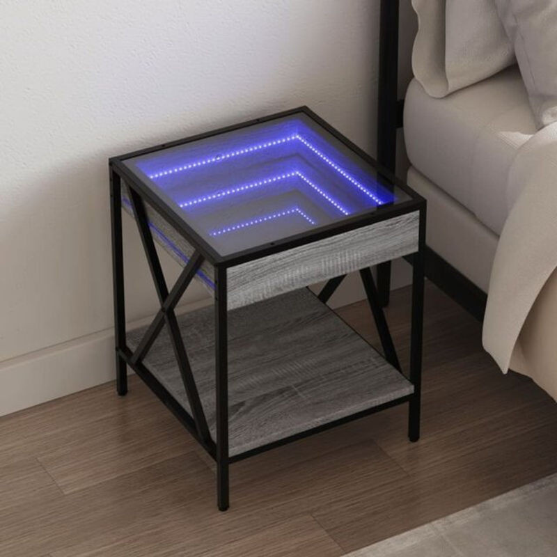 Moderner Nachttisch mit Infinity-LED von Vidaxl in Grau Sonoma, B/T/H: 40 x 40 x 49 cm - Bild 1
