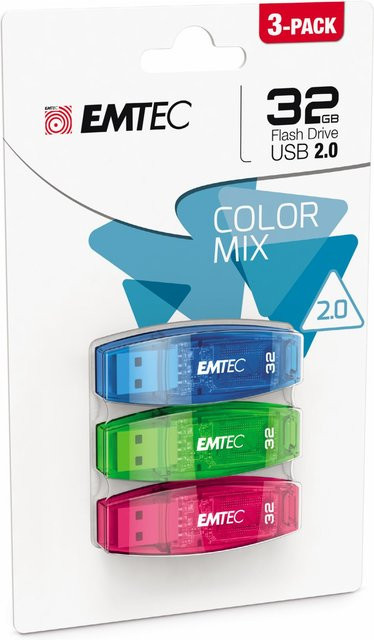 Emtec C410 USB 2.0 Speicherstick 32GB 3er-Pack Multicolor - Bild 1