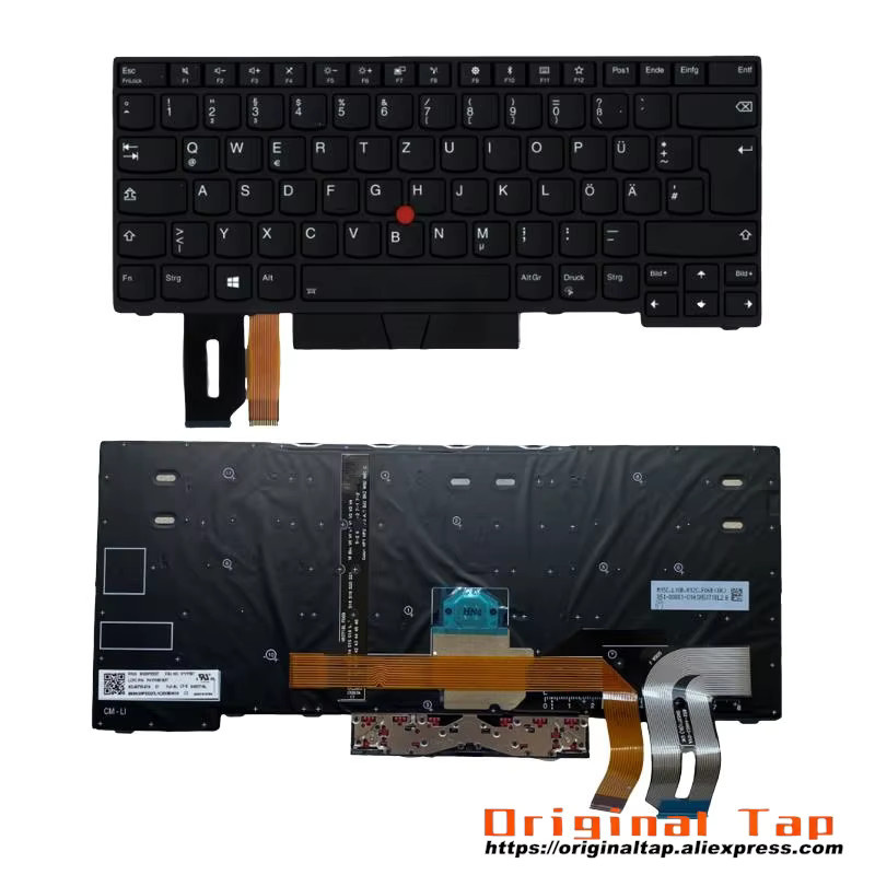 Lenovo Deutsche Tastatur mit Hintergrundbeleuchtung in Schwarz für ThinkPad E480 E485 E490 T480S T490 T495 P43S L480 L490 L380 L390 Yoga QWERTZ - Bild 5