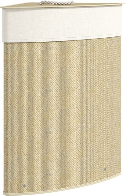 HOMCOM Bambus Wäschekorb mit Deckel und herausnehmbarem Wäschesack, Eck-Wäschesammler für Badezimmer und Waschküche, 55 l, Creme/Beige - Bild 1