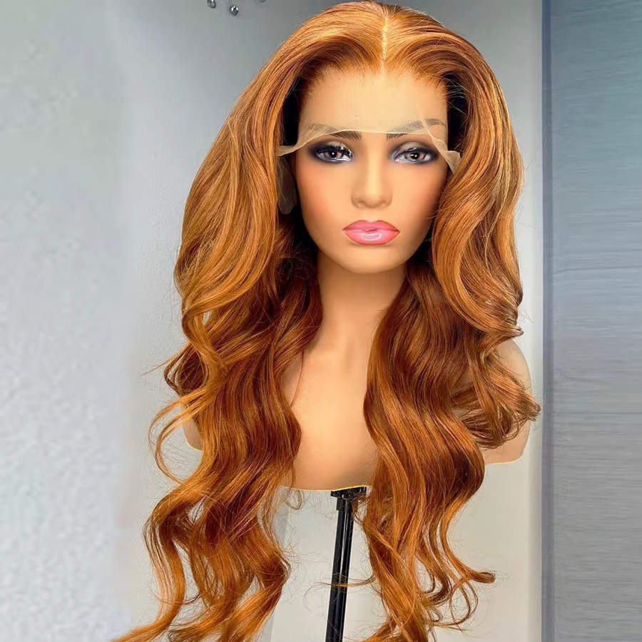 Giner Perücke, Körperwelle, Orange, 30 Zoll, synthetisch, Lace-Front - Bild 2