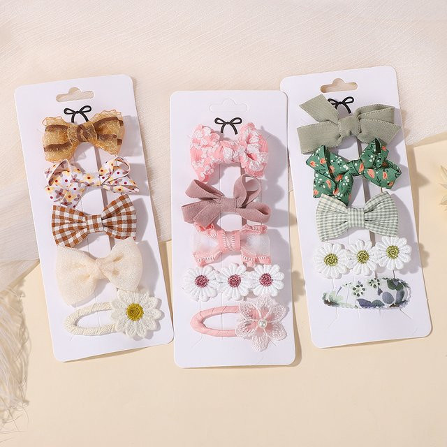 BABY BOWS Haarspangen-Set, 5-teilig, Schleifen und Gänseblümchen - Bild 1