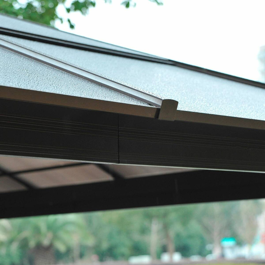 Outsunny Pavillon aus Aluminium in Braun mit modernem Hip-Design, B/H/L: 360 x 275 x 420 cm - Bild 4