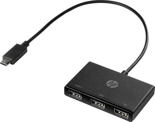 HP USB-C zu USB-A Hub mit 3 USB-A Ports USB 3.2 Gen1 5 GBit/s Schwarz - Bild 1