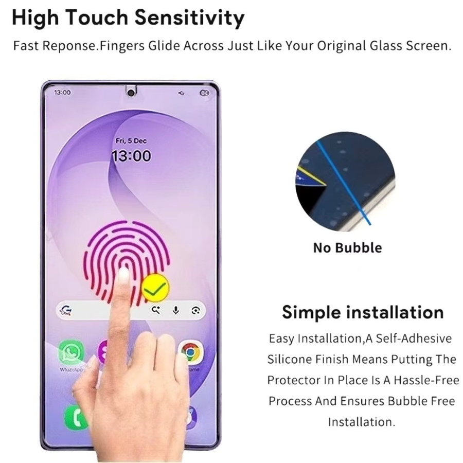 2 Stück Samsung Galaxy S25 Schutzfolie aus gehärtetem Glas, transparent, mit einfacher Ein-Klick-Installation - Bild 2