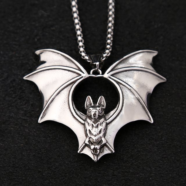 NORTHMAN Halskette Fledermaus Anhänger, Edelstahl, Silber, Herren - Bild 1