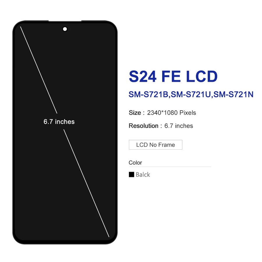 Samsung AMOLED Display mit Touchscreen Digitizer Ersatz für S24 FE SM-S721B, Schwarz - Bild 3
