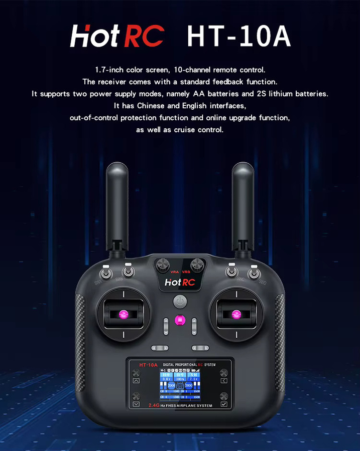 HOTRC HT-10A 2,4G 10-Kanal Sender, Fernbedienung, ab 14 Jahren - Bild 2