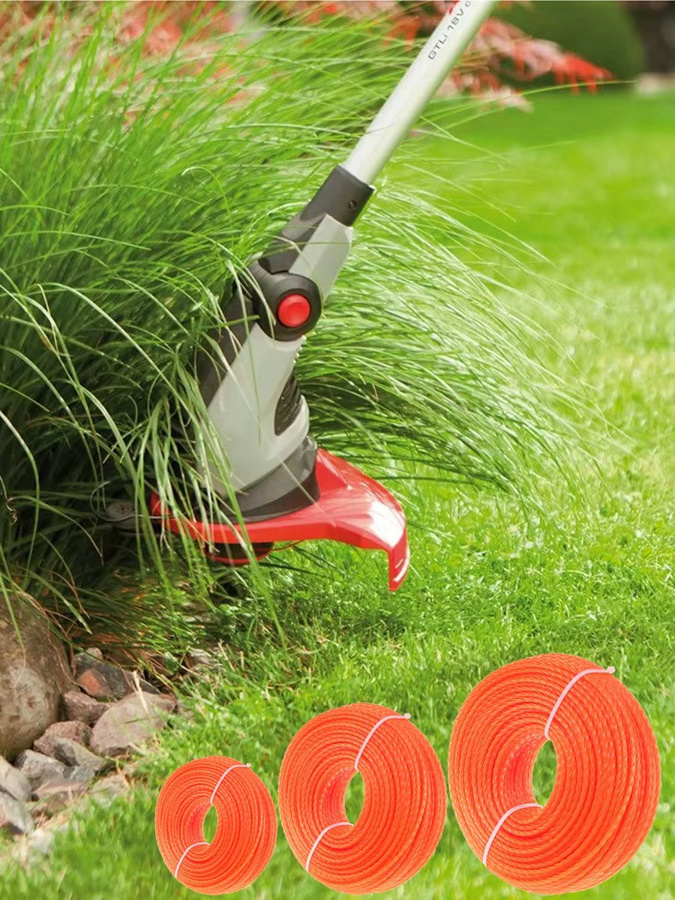 LUSQI Nylon-Trimmerfaden für Rasenmäher, hochfestes Spiral-Freischneiderseil zur Unkrautentfernung in Orange, 2,4/3 mm - Bild 5
