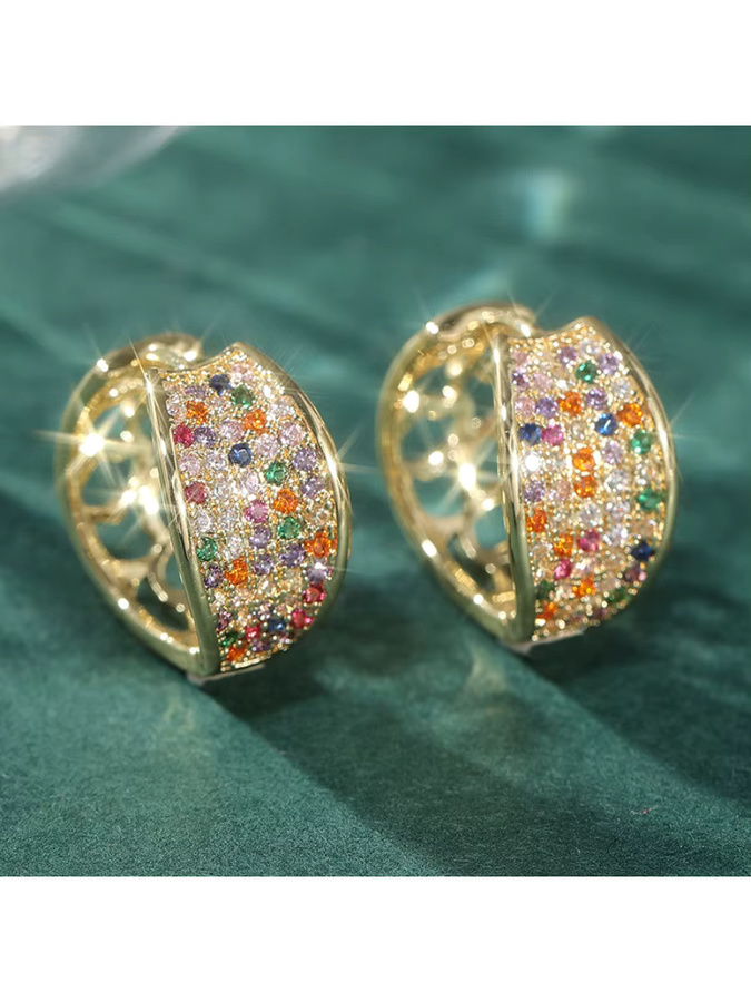Creolen Gold, Zirkonia, Damen - Bild 3