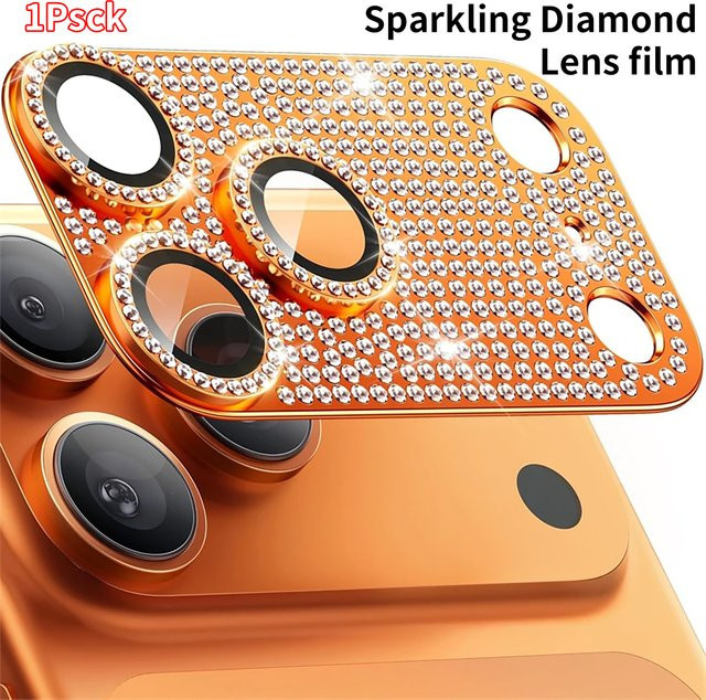 Funkelnder Diamant Kameralinsen-Schutzfilm für Apple iPhone 17 Pro Max und iPhone 17 Pro in Gold und Transparent - Bild 1