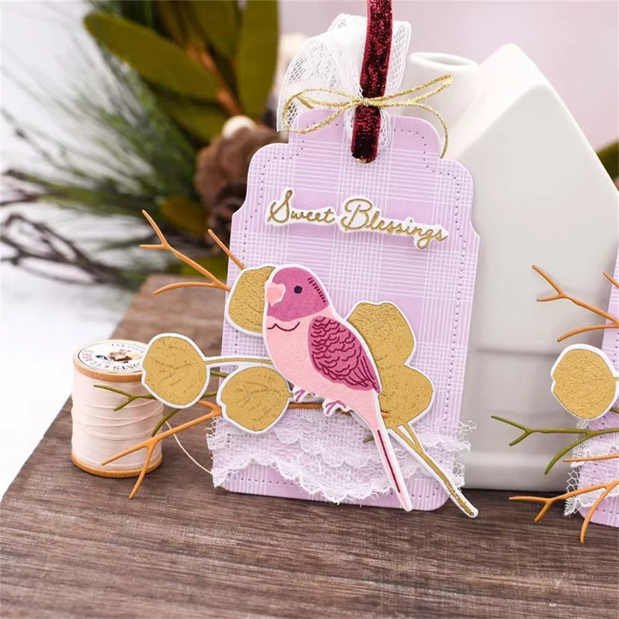 Shutter It Sentiments Vase Collection Bird Holly Eck Stempel und Stanzformen in Pink für Scrapbooking und Bastelkarten - Bild 1