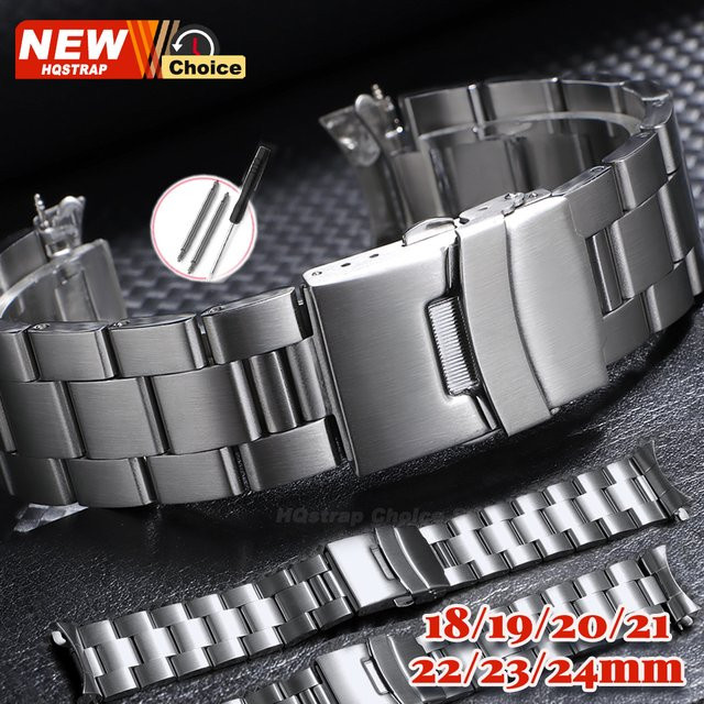 HQstrap Uhrenarmband Edelstahl, gebogenes Ende, Silber, Unisex - Bild 1