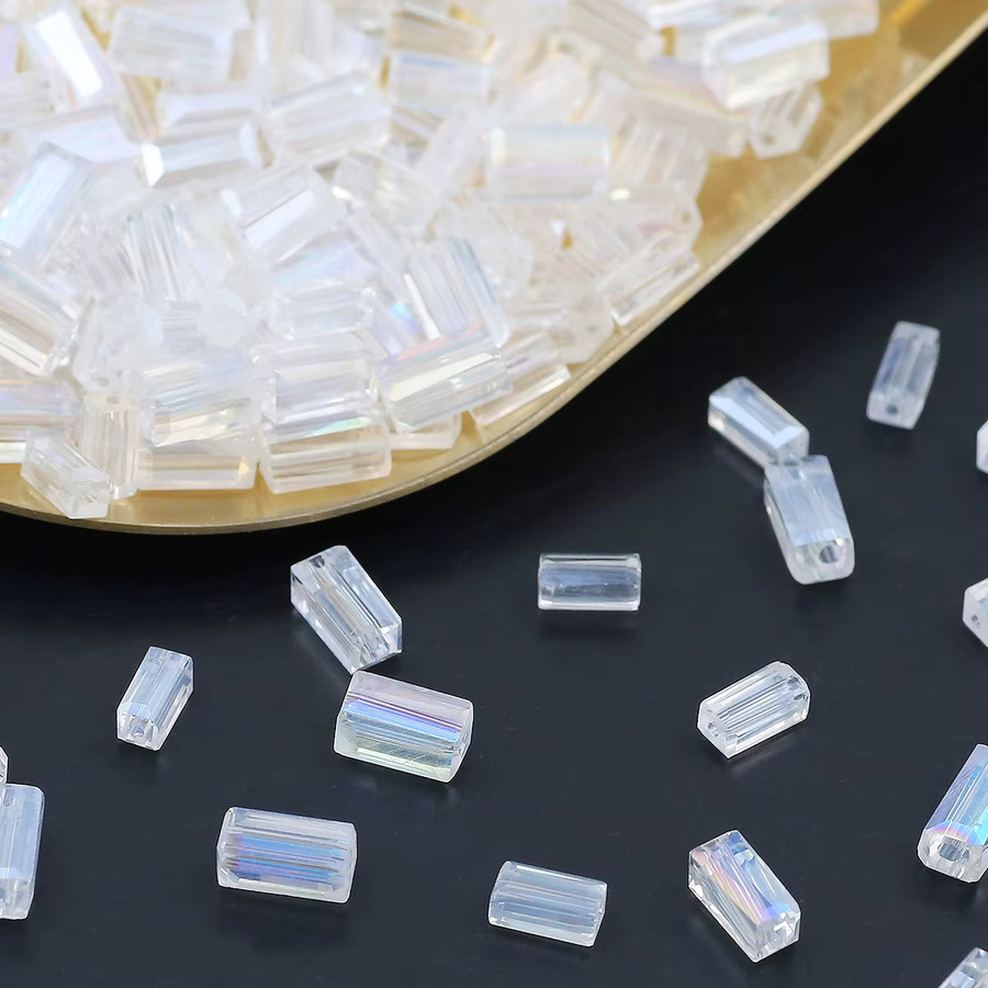 Weiß AB Rechteckige Österreichische Kristall Glas Spacer Perlen, Unisex - Bild 4