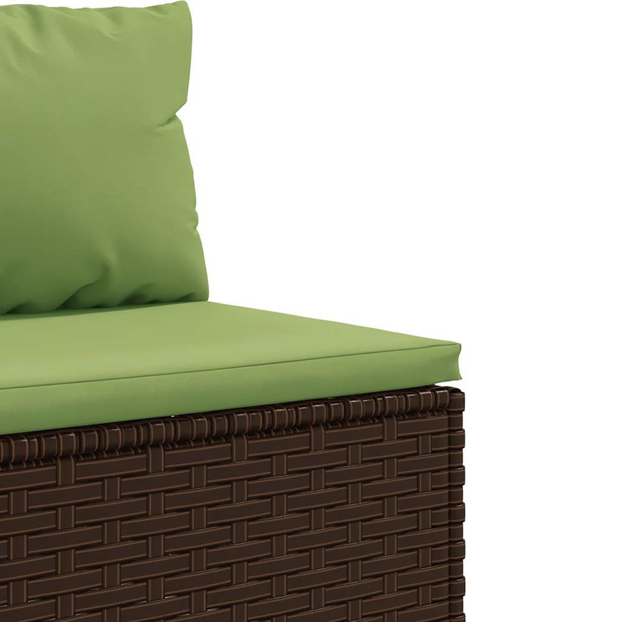 vidaXL 7-tlg. Garten-Lounge-Set in L-Form aus PE-Rattan mit Kissen, Braun und Grün - Bild 6