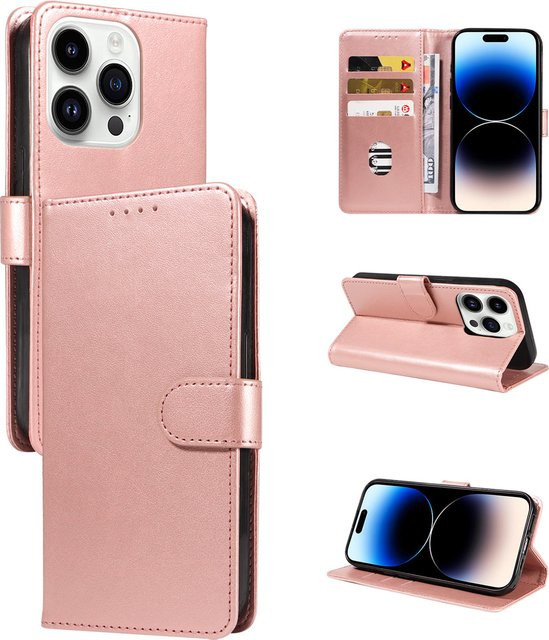 EAACAA Kunstleder-Handyhülle für iPhone mit magnetischer Halterung, stoßfest und staubdicht, in Orange oder Pink - Bild 1