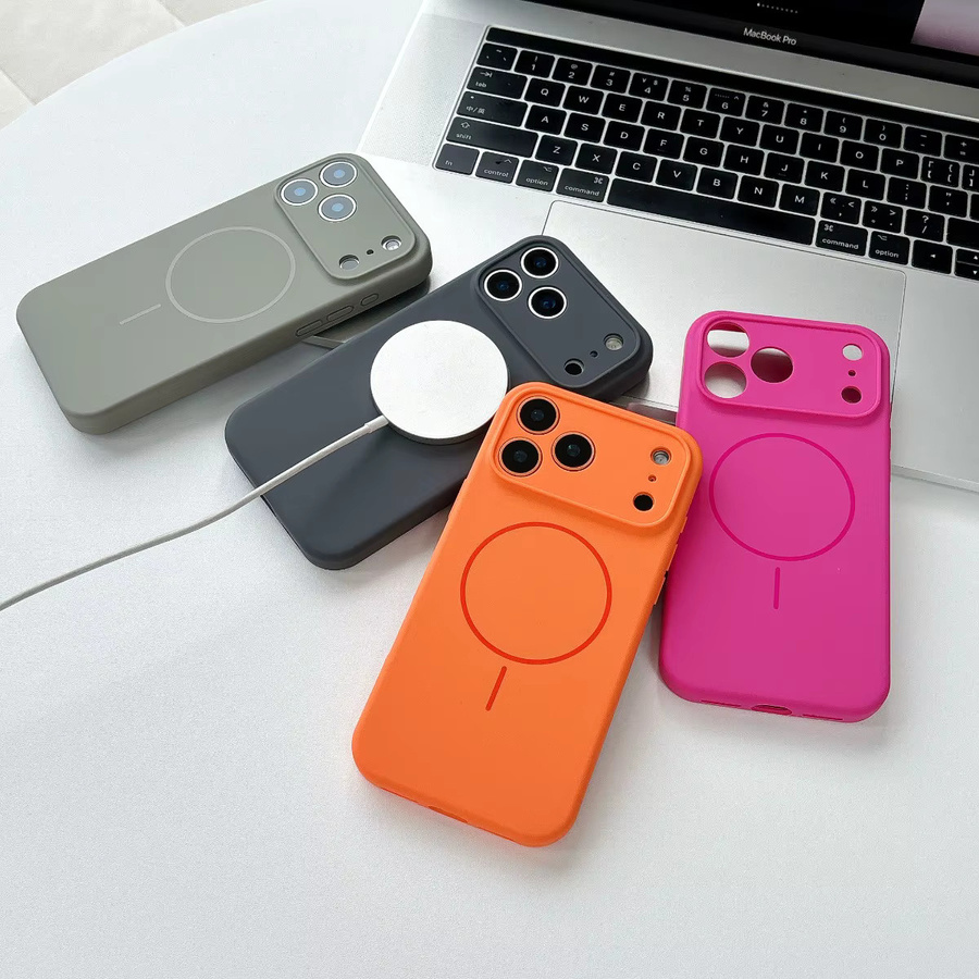 szHAIyu MagSafe Flüssigsilikon Schutzhülle für iPhone 12 bis iPhone 17 Pro Max in Orange - Bild 1