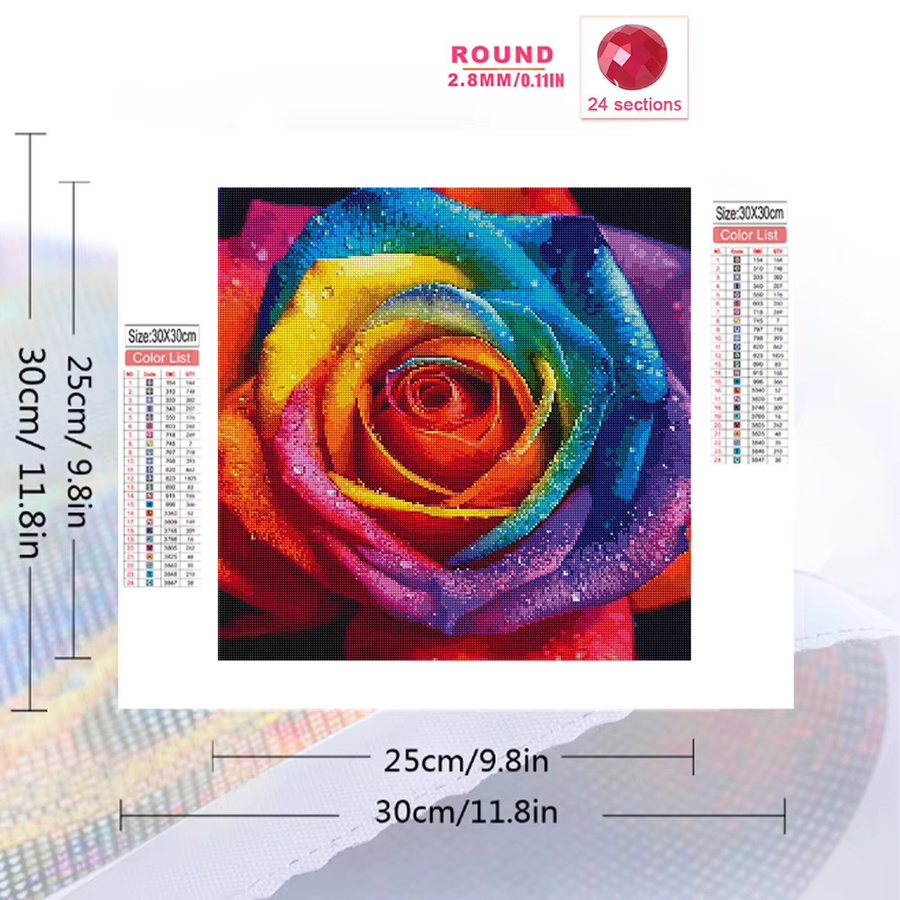 Huacan DIY 5D Diamantmosaik Rose Blumenkunst Wanddekoration in Bunt - Bild 2