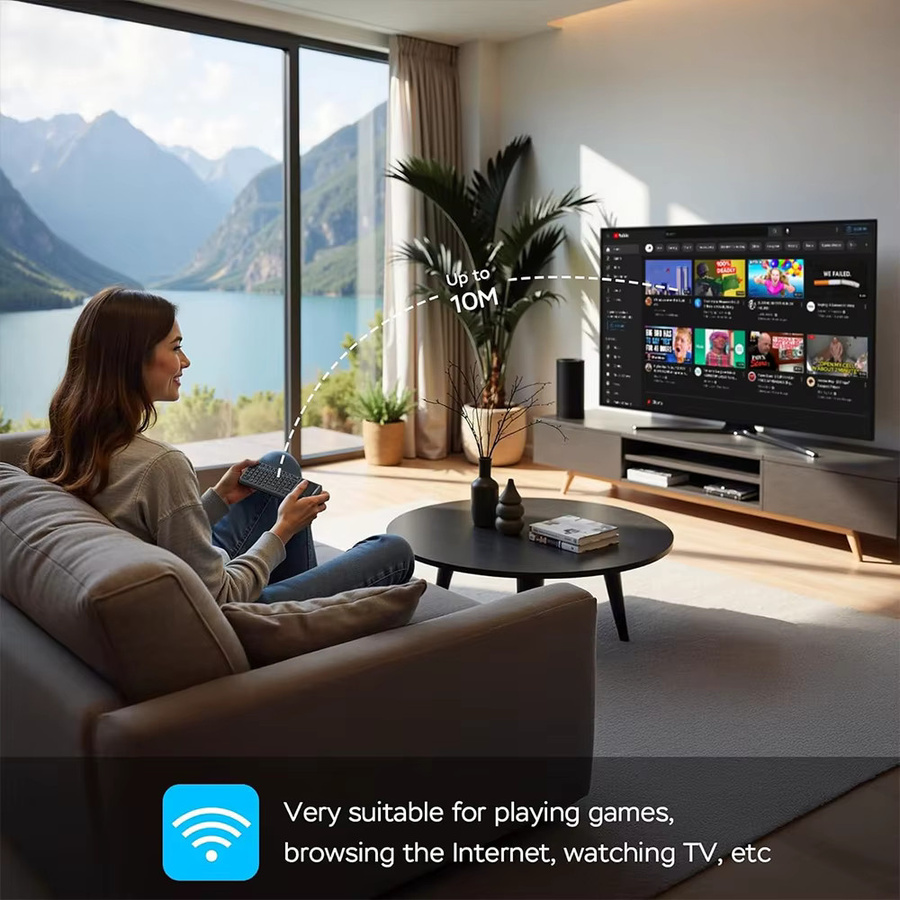 MRSVI A8 Mini-Funktastatur mit Laser-Infrarot-TouchPad in Schwarz, 2,4 GHz, Englisch/Russisch, für Android TV Box, PC und Laptop - Bild 5