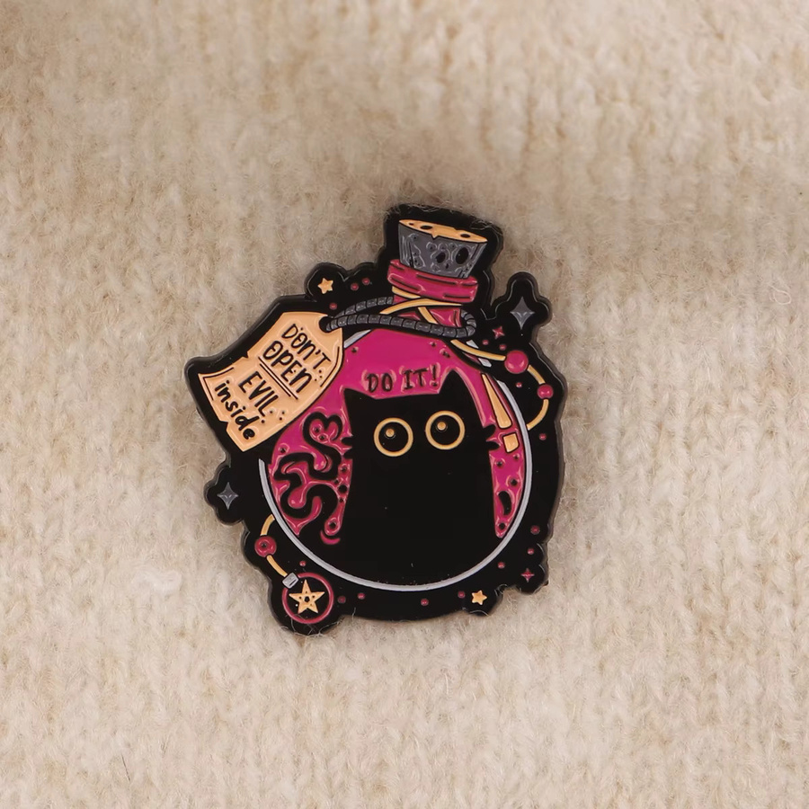 Emaille-Pin-Set Schwarze Katze, Gothic, Halloween, Unisex - Bild 2