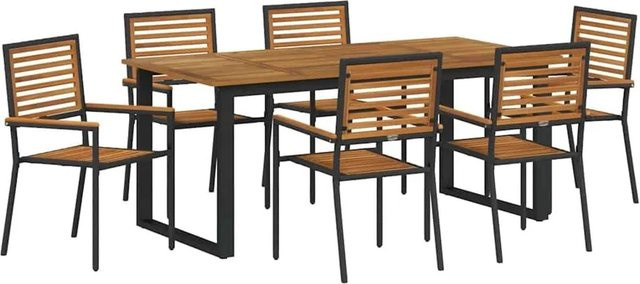 vidaXL Garten Essgruppe 7-teilig aus Massivholz Akazie in Schwarz - Bild 1