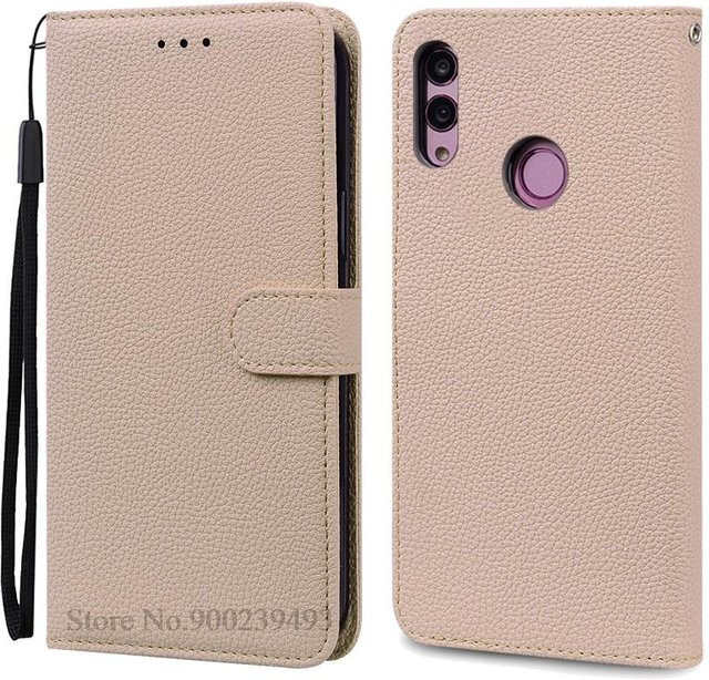 Leder-Brieftasche Flip Case für Huawei P Smart 2019 (POT-LX1, POT-LX3) mit Silikonabdeckung in Beige - Bild 1