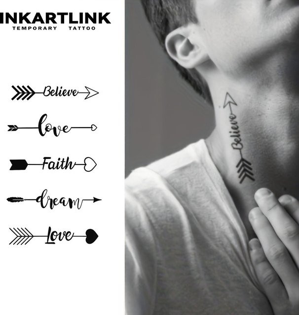 INKARTLINK Pfeil der Liebe Temporäres Tattoo, wasserfest, semi-permanent - Bild 1