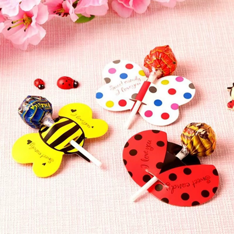 Insekten Motiv Lutscher Verpackungskarten mit Marienkäfer Schmetterling und Biene für Kindergeburtstage und Geschenke - Bild 2