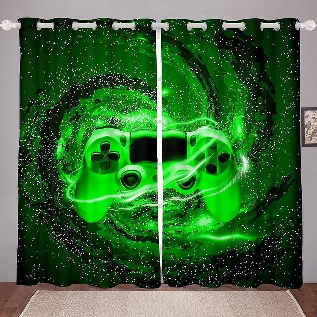 Yiran Furniture Gaming Vorhänge für das Kinderzimmer und Teenager Schlafzimmer, 2er Set, semi-transparent, B: 50 cm, H: 130 cm - Bild 1