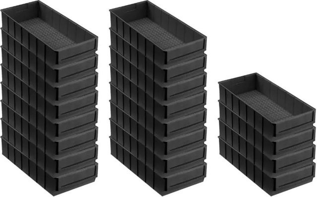 PROREGAL SuperSparSet 24 Stück Leitfähige Industriebox 400 B ESD Sortimentskasten, Schwarz, H x B x T: 8,1 x 18,3 x 40 cm - Bild 1