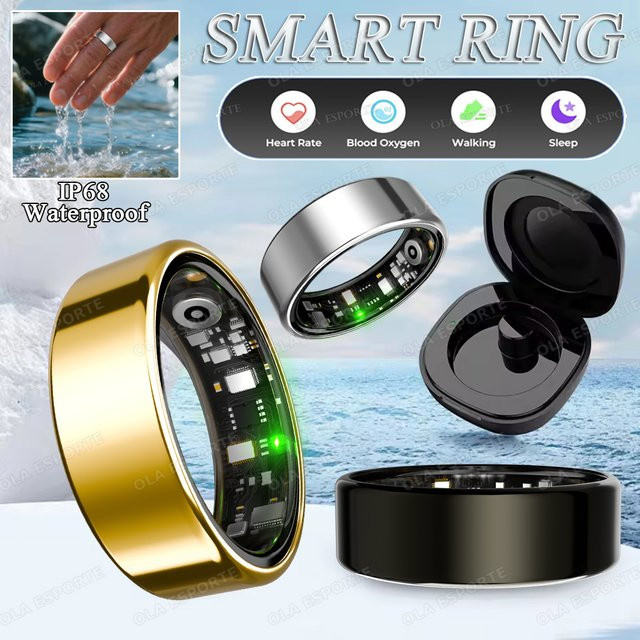Ola Esporte Smart Ring Gold mit GPS, Herzfrequenz-, Blutsauerstoff- und Schlafmonitor, 5ATM Wasserdicht, Unisex - Bild 1