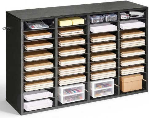 VEVOR Literature Organizer aus Holz mit 36 Fächern und abnehmbaren Regalen, Dokumenten-Sortierer für Büro und Zuhause, Schwarz, B/T/H: 60,0 x 30,0 x 24,7 cm - Bild 1