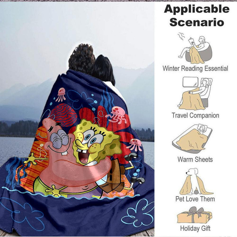 Yun2 Home SpongeBob Schwammkopf Flanell-Decke in Multicolour, B/B: 130 x 150 cm - Bild 2