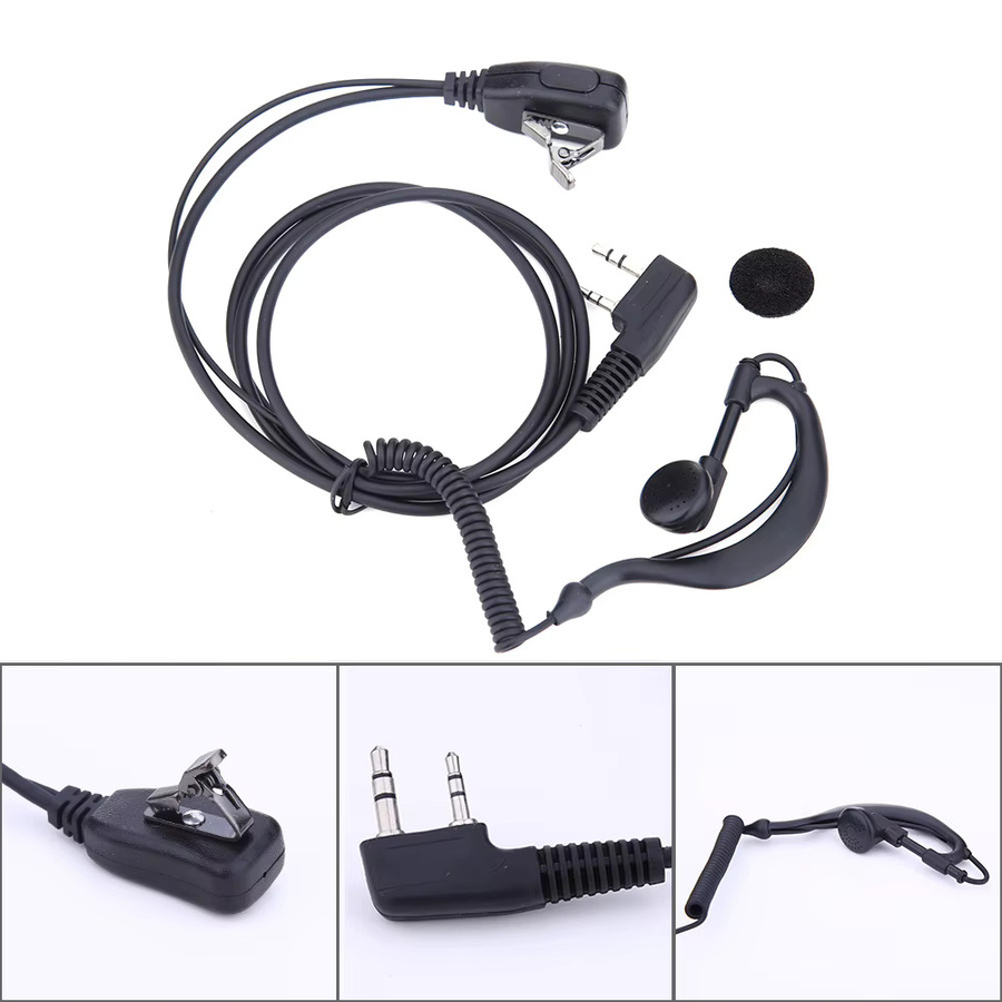 Baofeng 2 Pin Walkie Talkie Headset mit PTT Mikrofon und In-Ear Kopfhörer in Schwarz - Bild 4