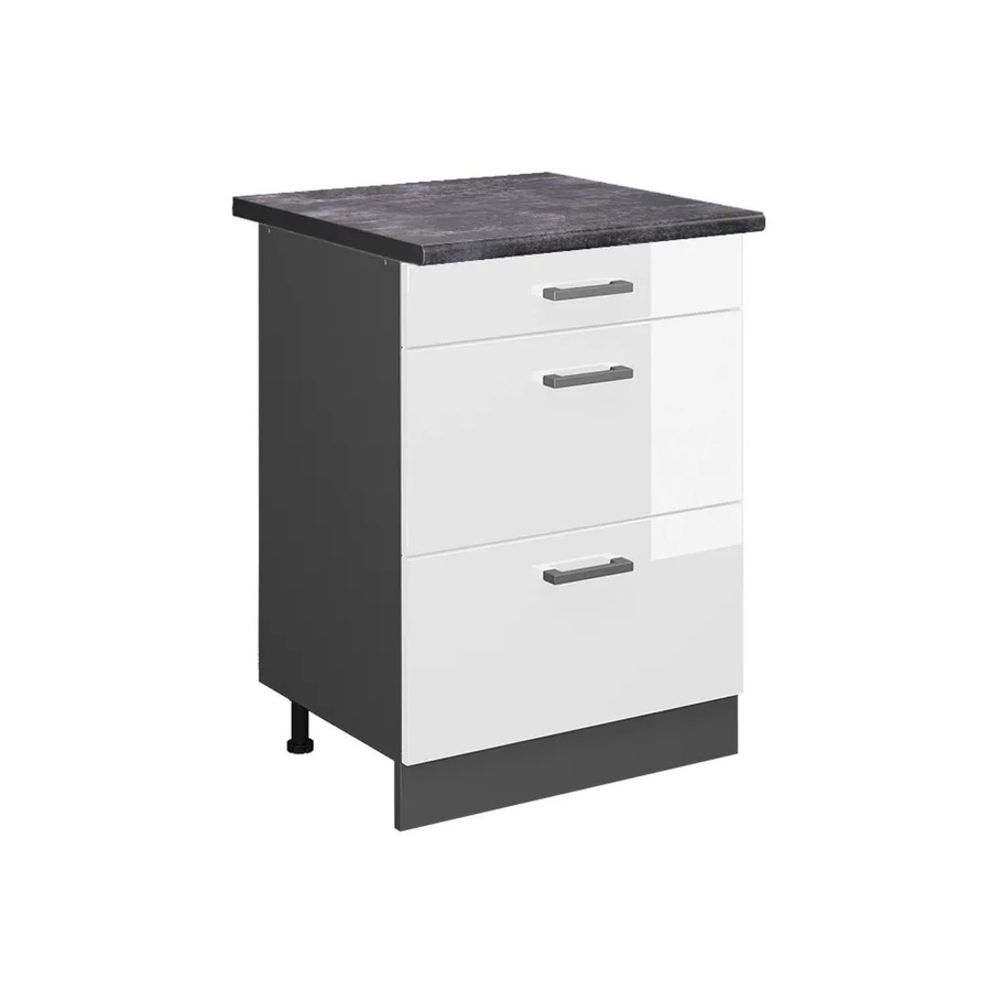 Vicco Küchenunterschrank R-Line Weiß Hochglanz Anthrazit mit Schubladen Breite: 60 cm, Höhe: 81,6 cm, Tiefe: 60 cm - Bild 2