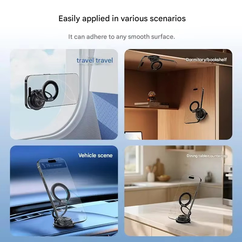 Magnetische faltbare Autohalterung aus Aluminiumlegierung in Blau mit 360-Grad-Drehung und Vakuumadsorption für dein Smartphone - Bild 4