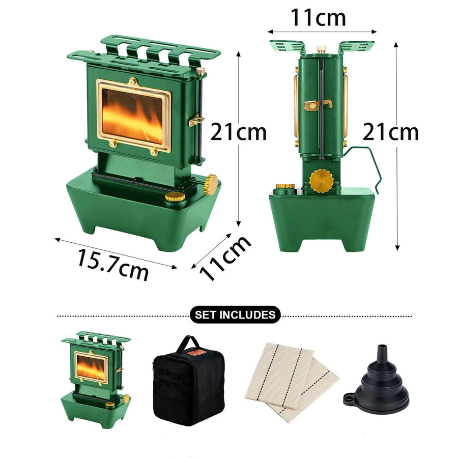 SmiloDon Camping-Öllaterne und tragbarer Ölkocher in Grün im Vintage-Design - Bild 2