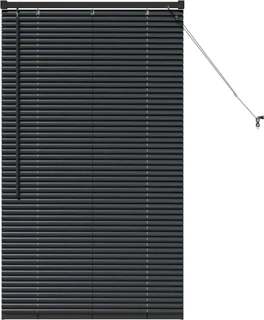 vidaXL Balkenjalousien mit Vorhängen aus Aluminium in Schwarz, B: 130 cm, H: 70 cm - Bild 1