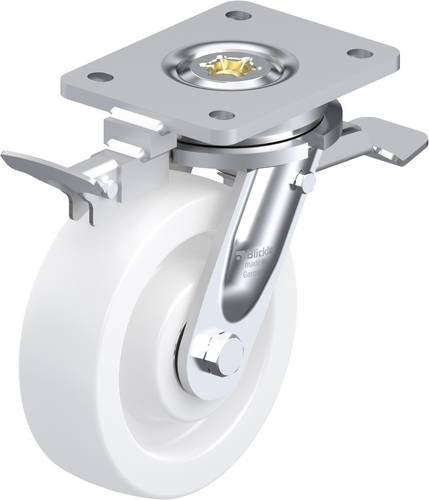 Blickle Lenkrolle LO-SPO 160K-ST-RI4 mit Feststeller, Rad-Durchmesser: 16 cm, Tragfähigkeit: 850 kg, Farbe: Weiß - Bild 1