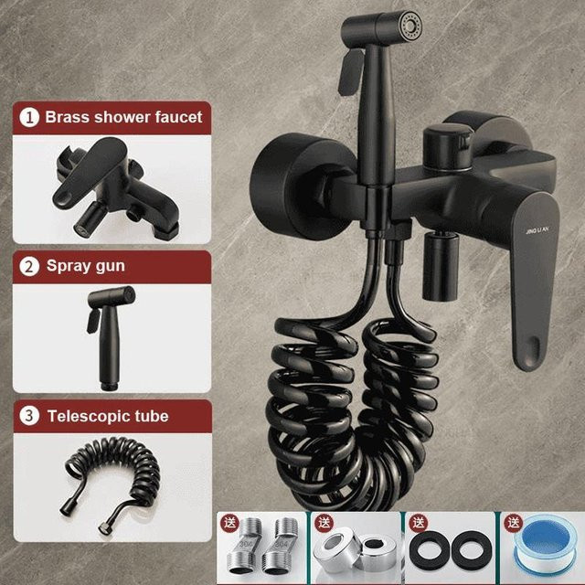 Binchi Outdoor Product Badezimmer Duscharmatur aus Messing Wandmontiert mit Doppel-Auslauf in Chrom Poliert - Bild 1